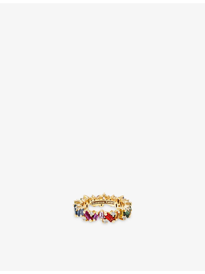 Suzanne Kalan 18ct yellow gold diamond and sapphire eternity ring - British product