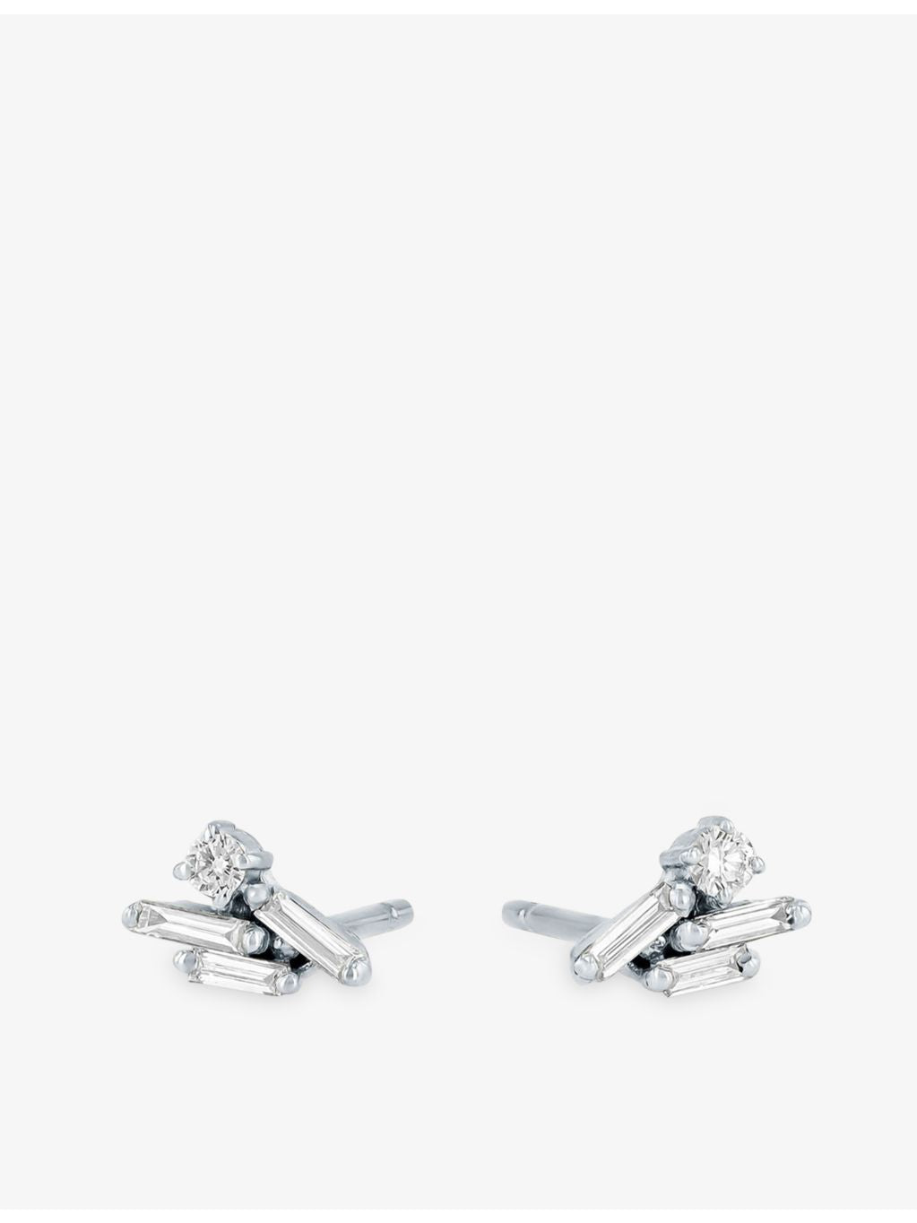 Suzanne Kalan Eva 18ct white gold diamond stud earrings (British brand)