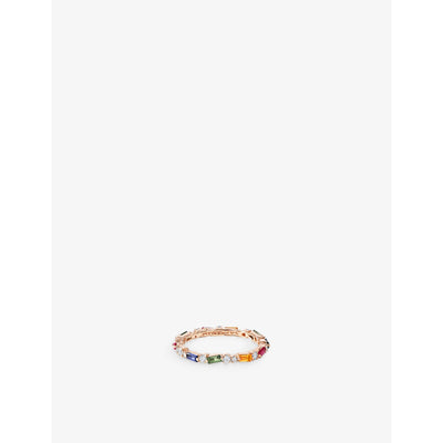 selfridges Suzanne Kalan Firework 18ct Rose Gold, 0.8ct Rainbow Sapphire and 0.3ct Diamond Eternity Ring- Buy online at McGrocer