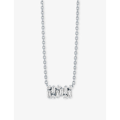 selfridges Suzanne Kalan Shimmer Small 18ct White Gold 0.27ct Baguette-cut, 0.06ct Brilliant-cut Diamond Necklace- Buy online at McGrocer