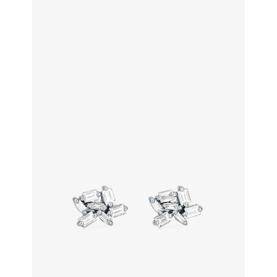 selfridges Suzanne Kalan Fireworks 18ct White Gold 0.35ct Baguette Diamond Earrings- Buy online at McGrocer