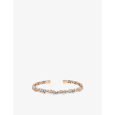selfridges Suzanne Kalan Firework 18ct Rose-Gold and 1.2ct Baguette-Cut Diamond Bangle Bracelet- Buy online at McGrocer