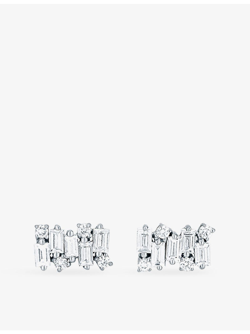 Suzanne Kalan 18ct white-gold diamond earrings 0.5ct (British brand)