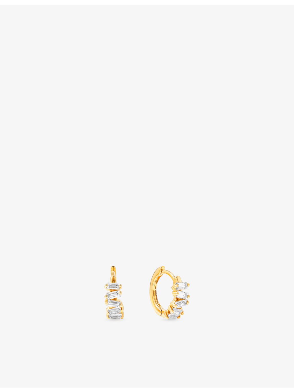 Suzanne Kalan 18ct gold baguette diamond huggie earrings 0.5ct - British product