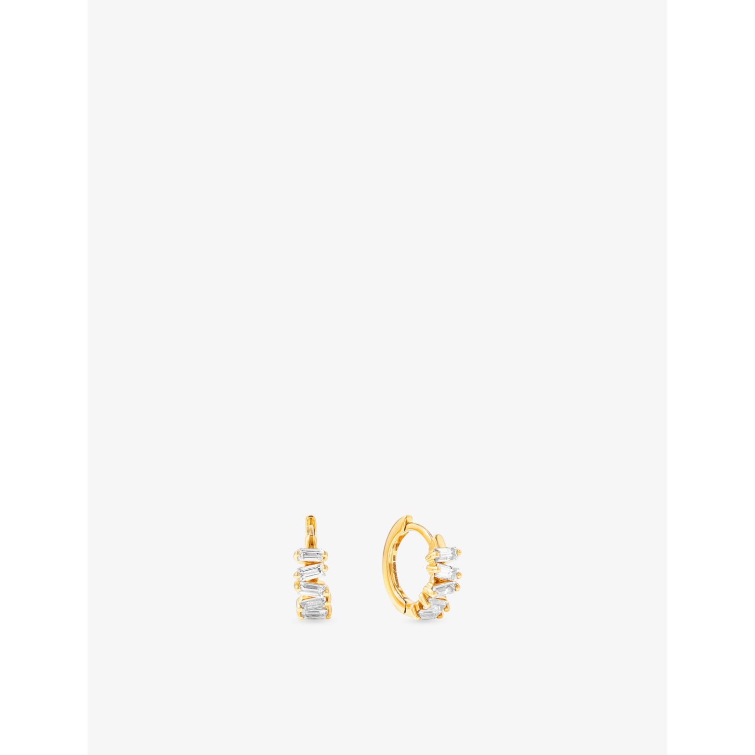 Suzanne Kalan 18ct gold baguette diamond huggie earrings 0.5ct - British product