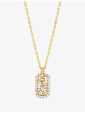 Suzanne Kalan diamond dog tag necklace 18ct gold, imported from the UK