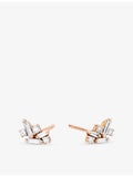 Suzanne Kalan rose-gold diamond earrings with baguette and brilliant cuts - British product