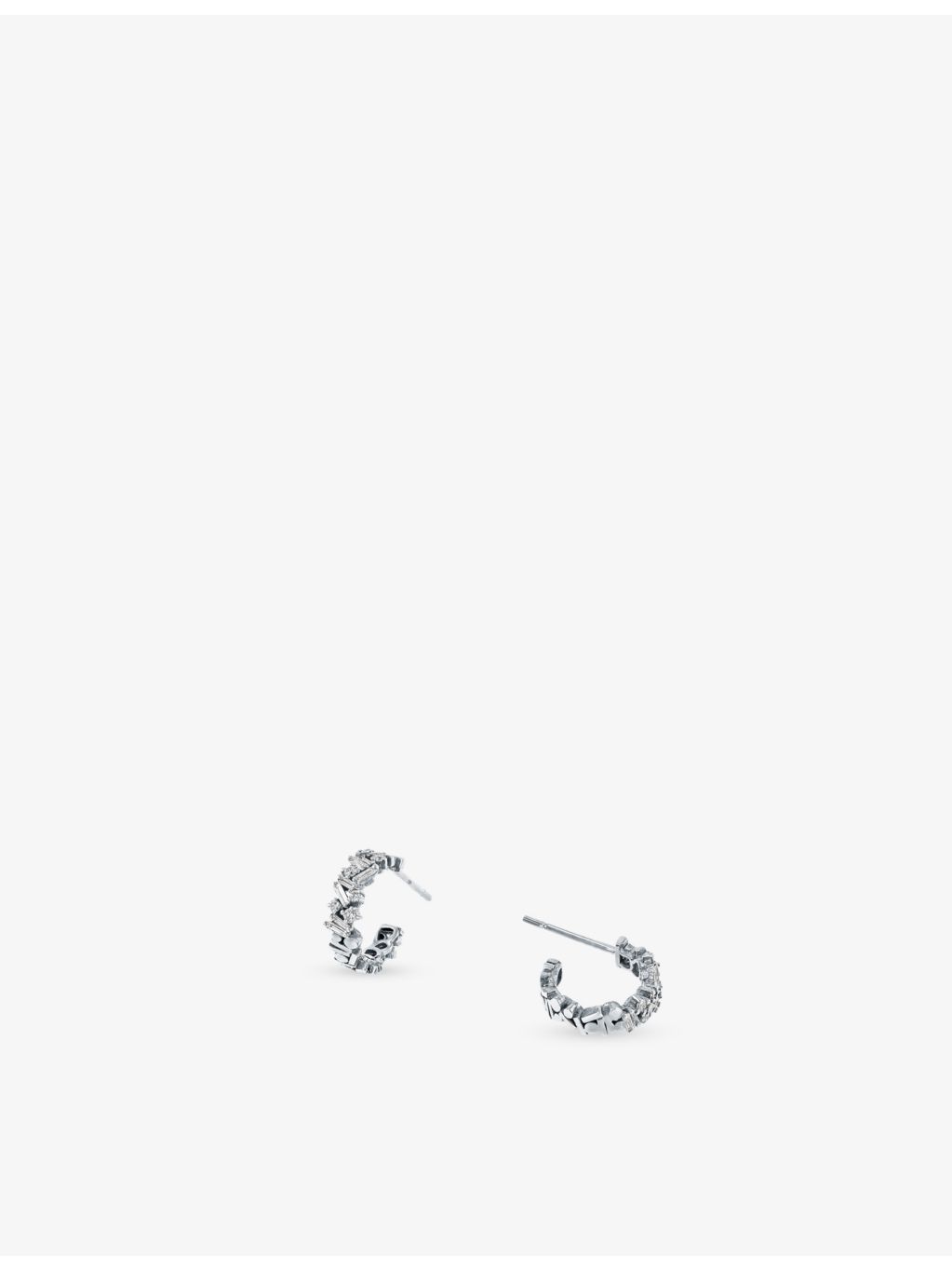 Suzanne Kalan 18ct white gold diamond hoop earrings, UK version