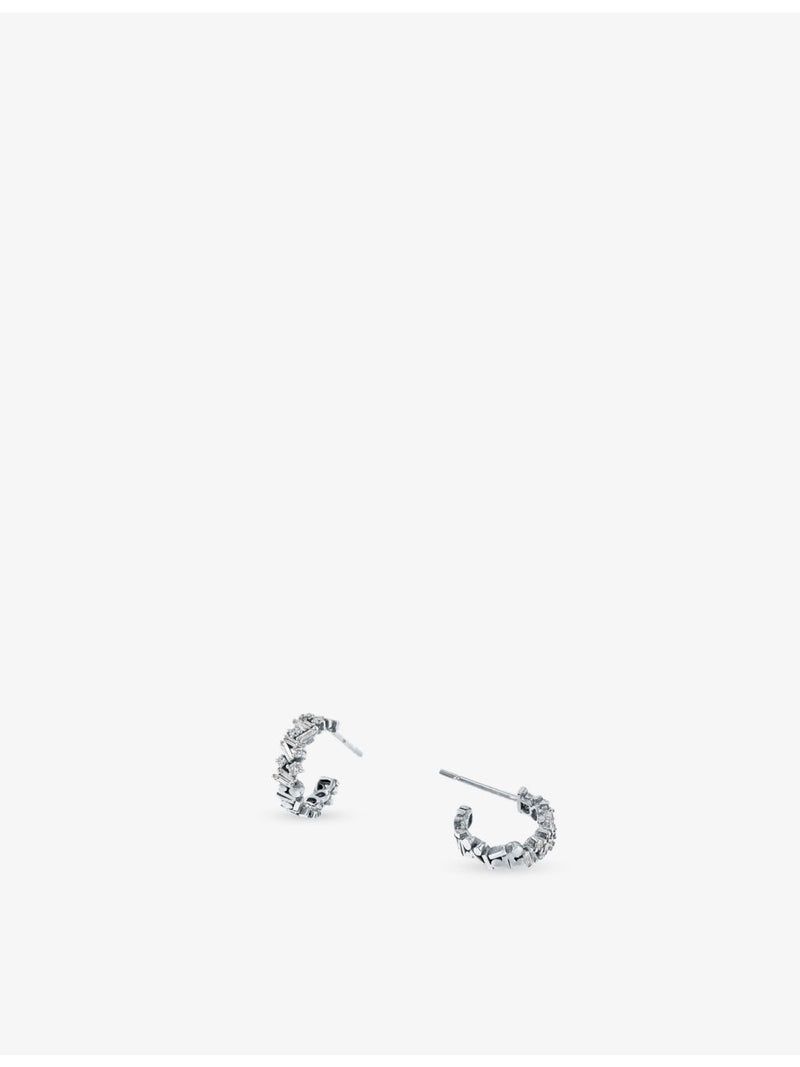 Suzanne Kalan 18ct white gold diamond hoop earrings, UK version