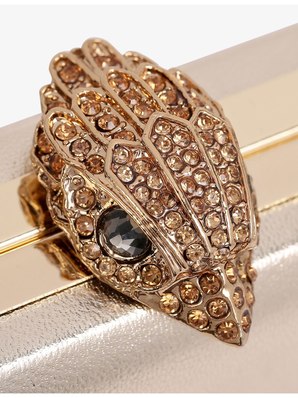Kurt Geiger London Crystal Kensington leather clutch bag, imported from the UK
