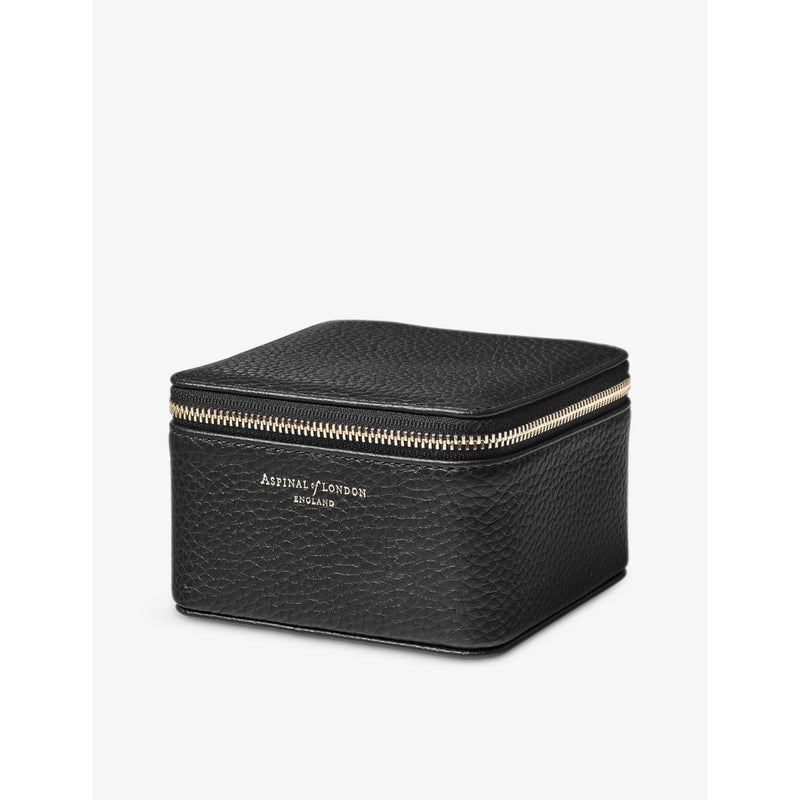 Aspinal of London grained leather watch and ring box, UK version