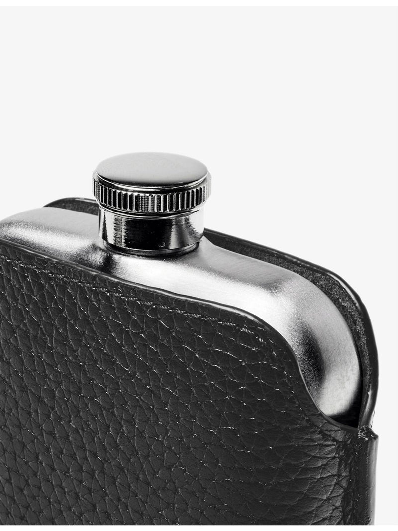 Aspinal stainless steel hip flask with leather pouch - British product