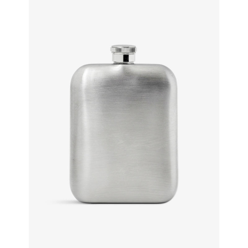 Aspinal stainless steel hip flask with leather pouch - British product