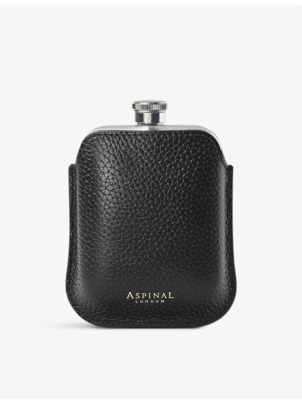 Aspinal stainless steel hip flask with leather pouch - British product