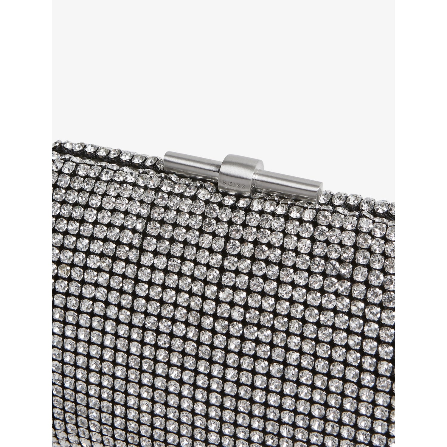 Reiss Adaline crystal-embellished woven clutch bag, UK version