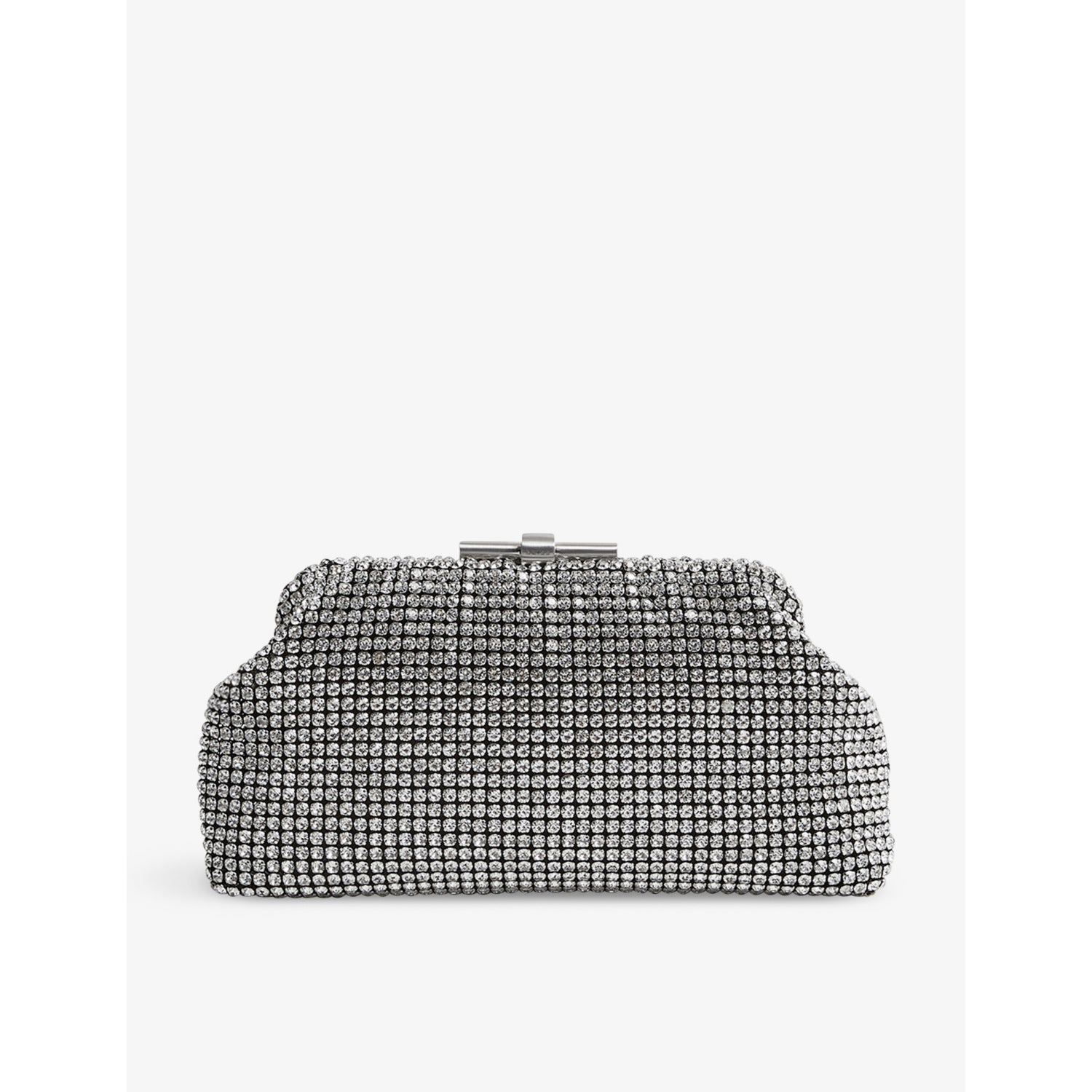 Reiss Adaline crystal-embellished woven clutch bag, UK version