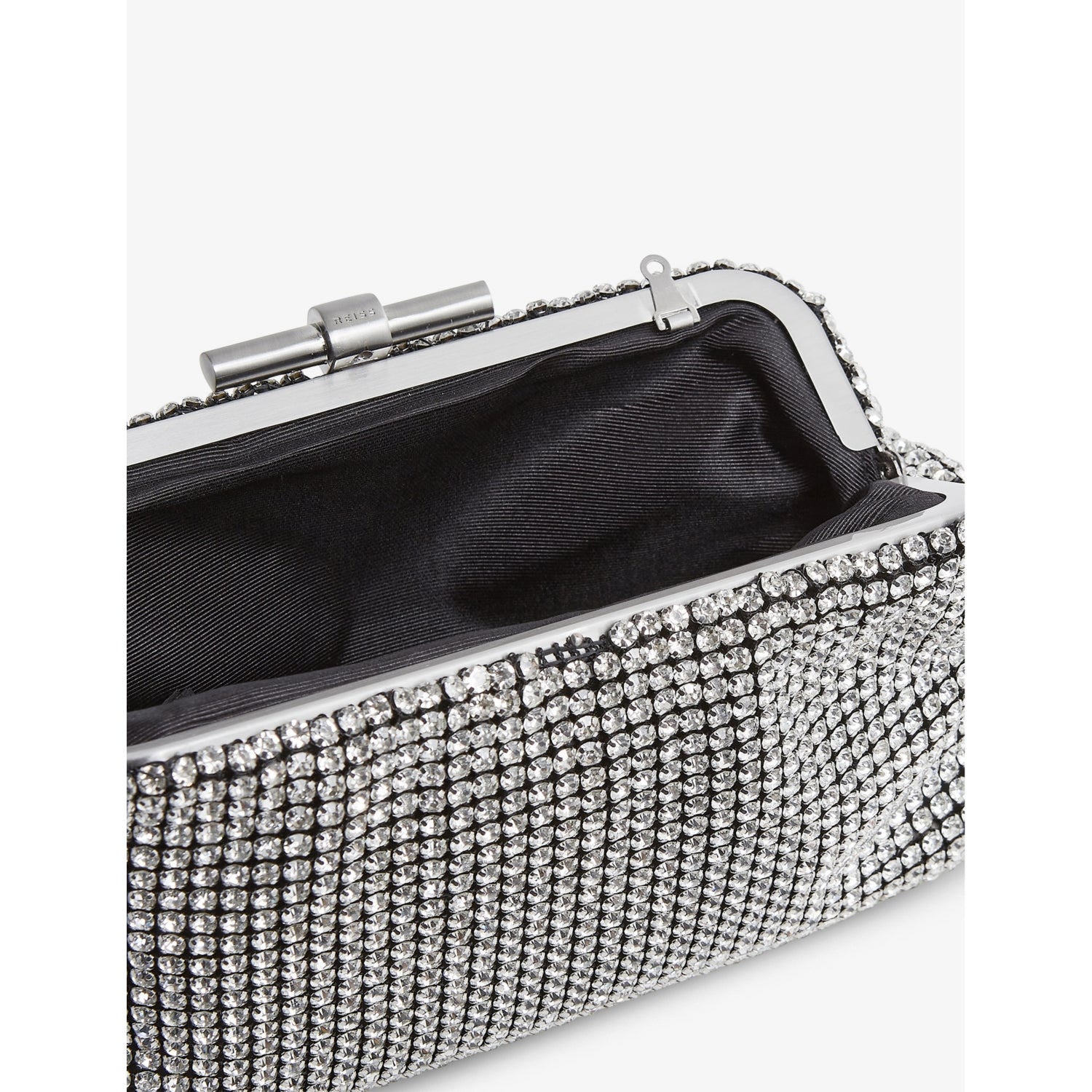 Reiss Adaline crystal-embellished woven clutch bag, UK version