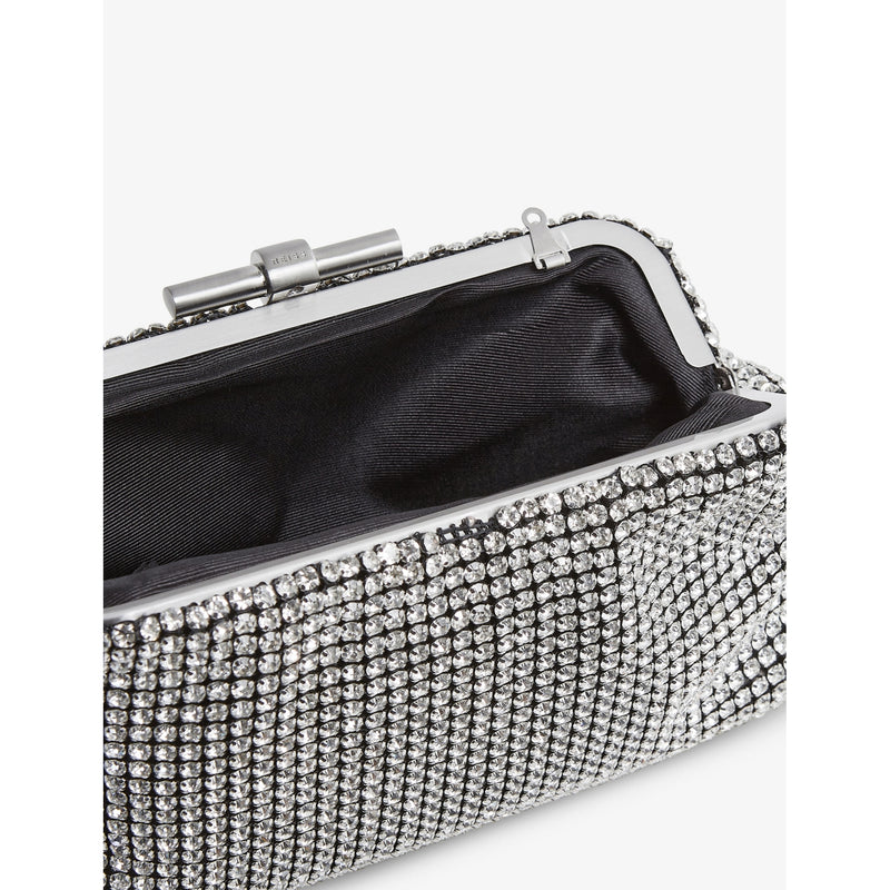 Reiss Adaline crystal-embellished woven clutch bag, UK version