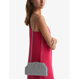 Reiss Adaline crystal-embellished woven clutch bag, UK version