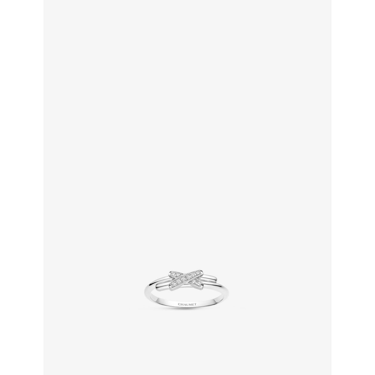 Jeux de Liens 18ct white gold and 0.05ct brilliant-cut diamonds ring - 53mm