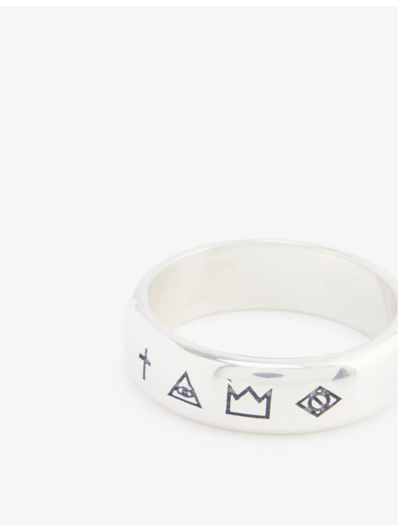 Serge DeNimes 4 Symbols sterling silver ring, imported from the UK