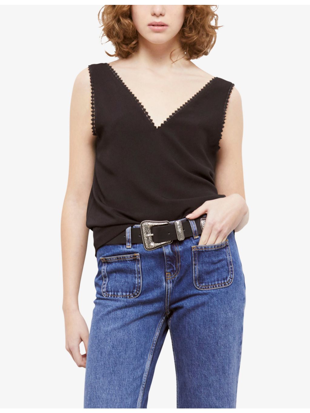 The Kooples western-buckle wide leather belt (British brand)