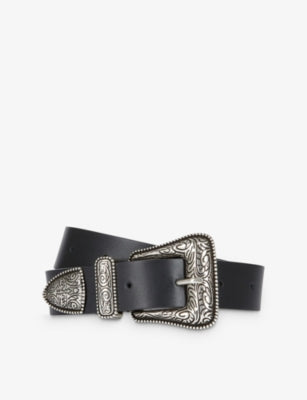 The Kooples Western Buckle Wide Leather Belt