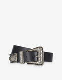The Kooples Western Buckle Wide Leather Belt