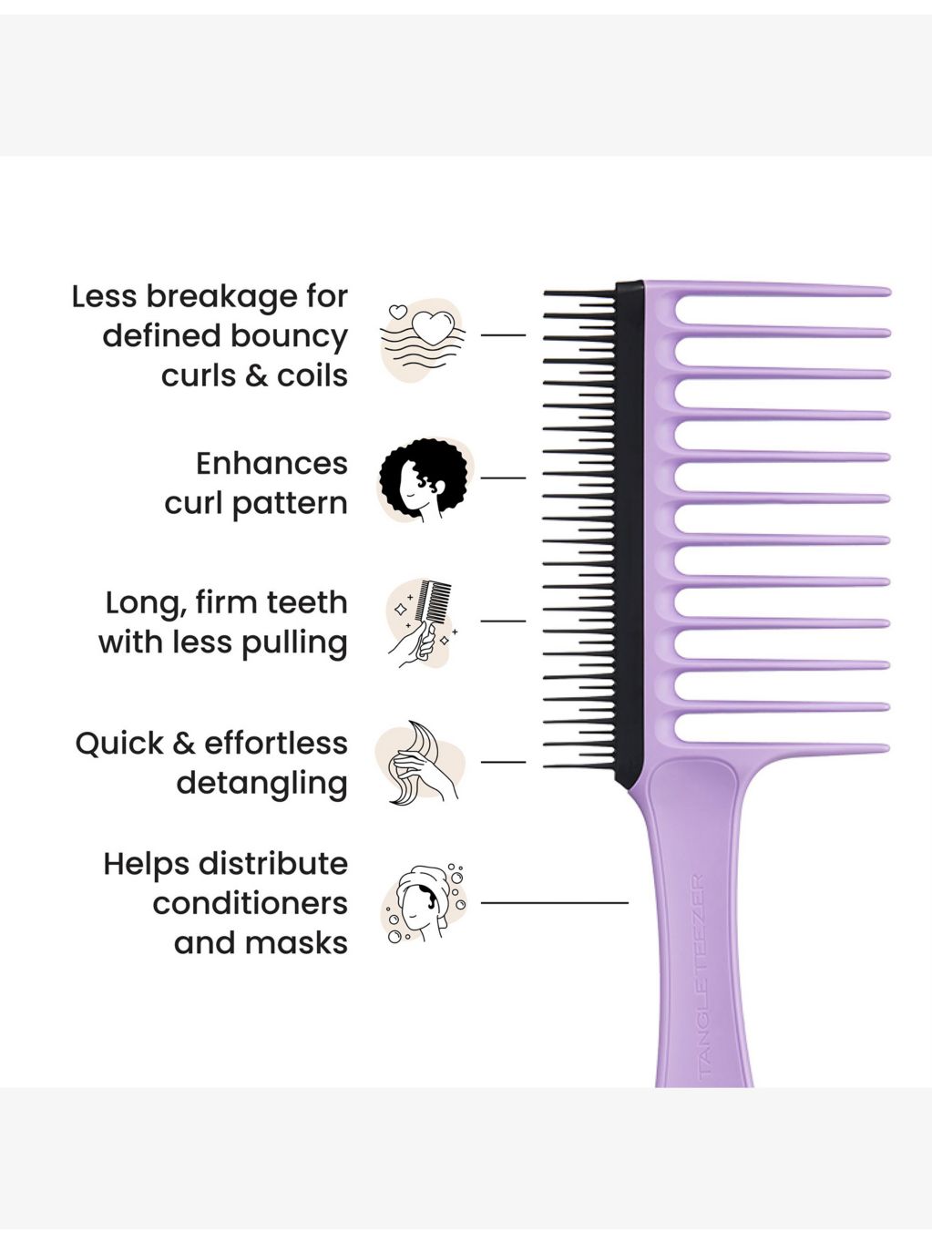 Tangle Teezer wide tooth comb for curly hair, imported from the UK