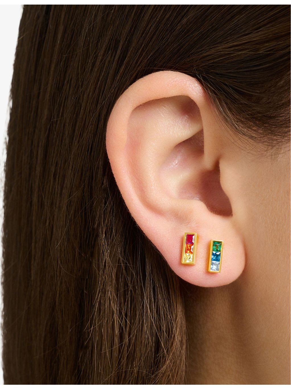 Thomas Sabo colourful zirconia stud earrings, imported from the UK