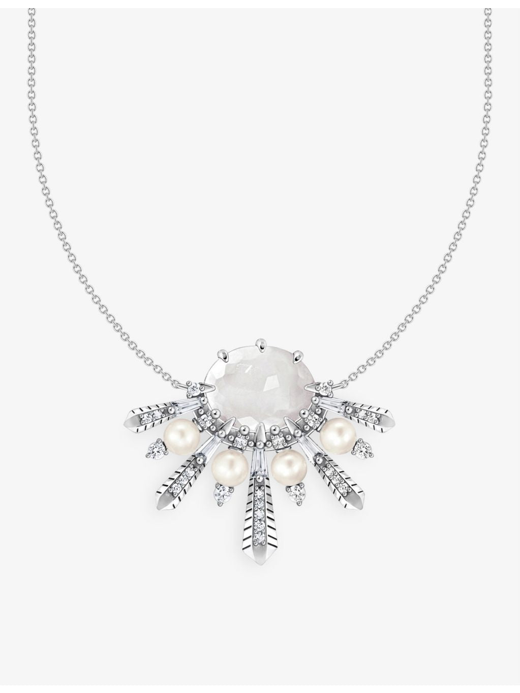 Thomas Sabo sterling silver necklace with zirconia and pearl, UK version