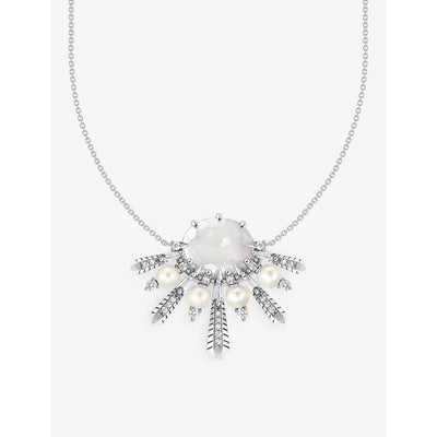 selfridges Thomas Sabo Winter Sun Rays Sterling Silver Zirconia Milky Quartz Pearl Necklace 40-45cm- Buy online at McGrocer