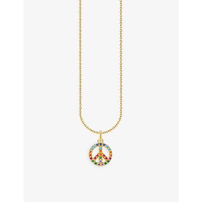 selfridges Thomas Sabo Colourful Stones Peace 18ct Yellow Gold-Plated Sterling Silver and Zirconia Necklace- Buy online at McGrocer