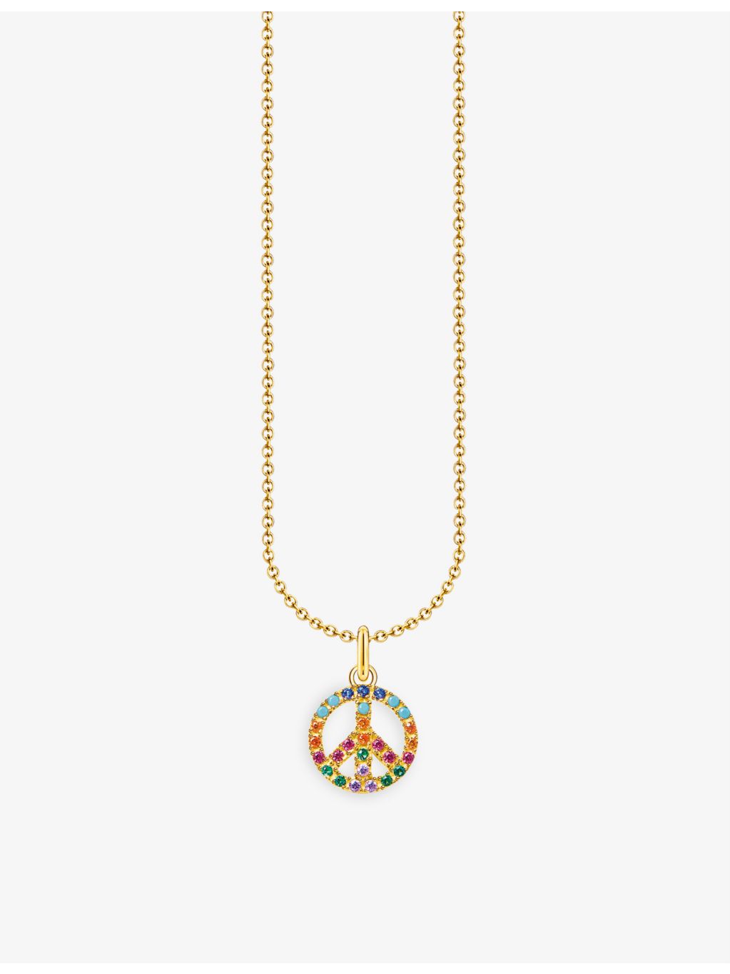 Thomas Sabo gold-plated peace necklace with rainbow stones, imported from the UK