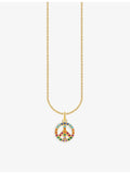 Thomas Sabo gold-plated peace necklace with rainbow stones, imported from the UK