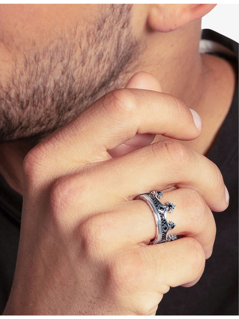 Thomas Sabo blackened sterling-silver zirconia ring (British brand)