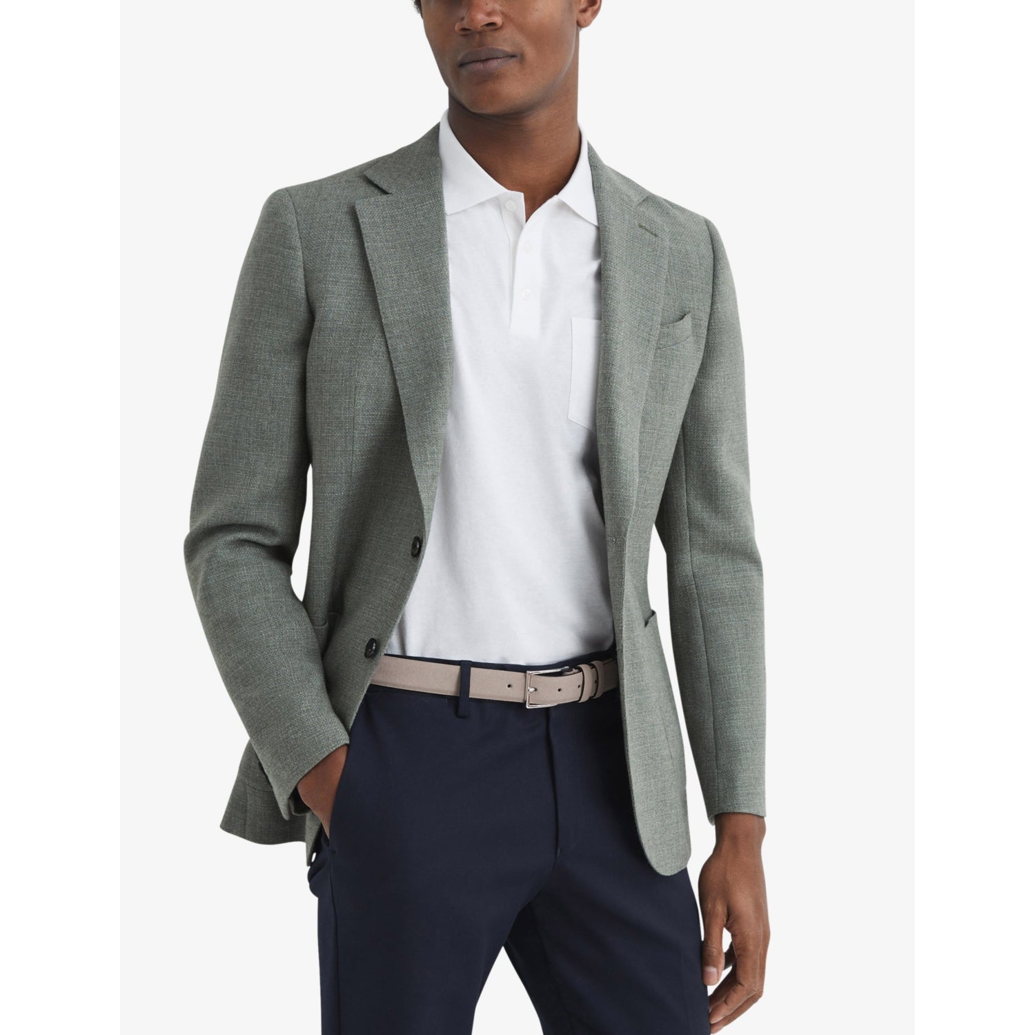 Reiss suede leather belt with adjustable buckle, UK version