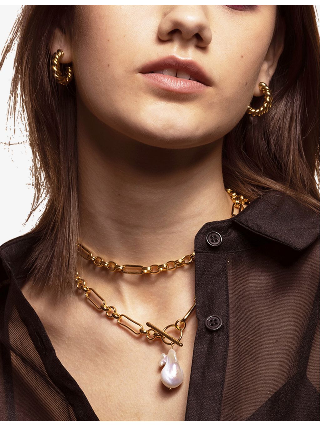 Amadeus Alba 14ct yellow gold-plated Keshi pearl necklace 39cm, imported from the UK