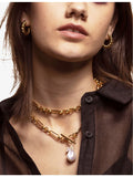 Amadeus Alba 14ct yellow gold-plated Keshi pearl necklace 39cm, imported from the UK