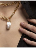 Amadeus Alba 14ct yellow gold-plated Keshi pearl necklace 39cm, imported from the UK