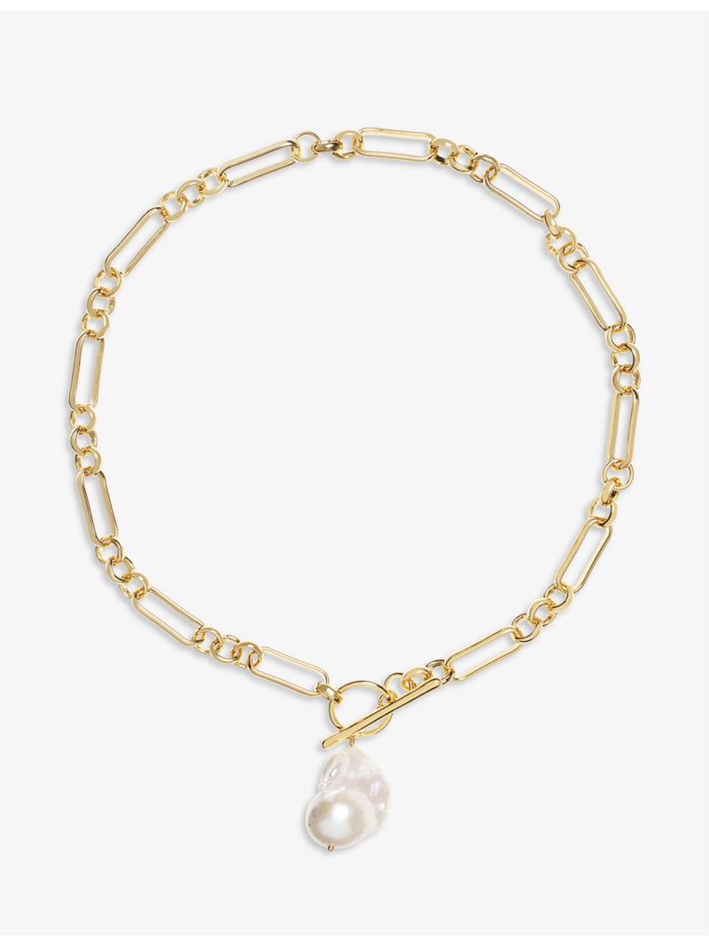 Amadeus Alba 14ct yellow gold-plated Keshi pearl necklace 39cm, imported from the UK