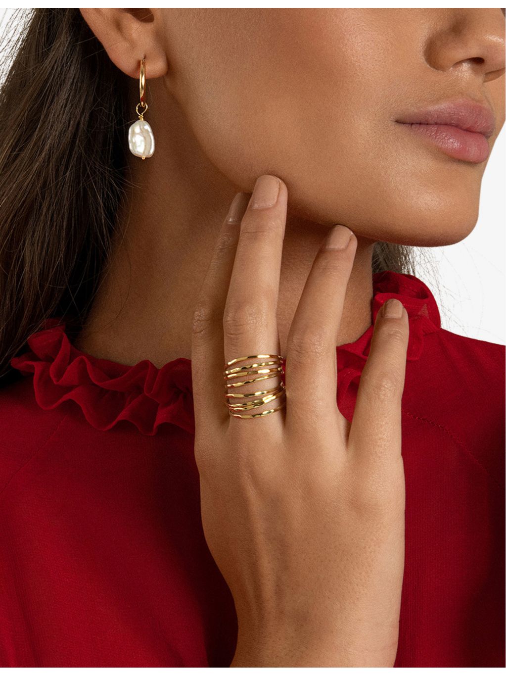 La Maison Couture pearl hoop earrings 14ct gold vermeil, UK version