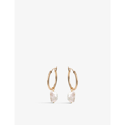 selfridges Amadeus Venus 14ct Yellow-Gold Vermeil Pearl Hoop Earrings 2cm- Buy online at McGrocer