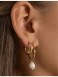 La Maison Couture gold vermeil Keshi pearl hoop earrings 2.5cm, UK version