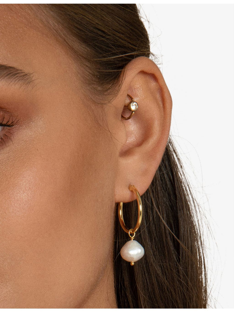 La Maison Couture gold vermeil Keshi pearl hoop earrings 2.5cm, UK version