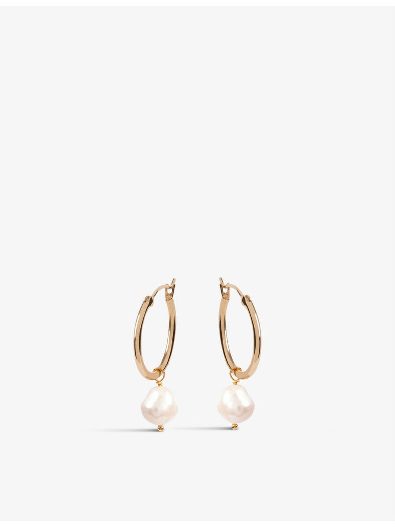 La Maison Couture gold vermeil Keshi pearl hoop earrings 2.5cm, UK version