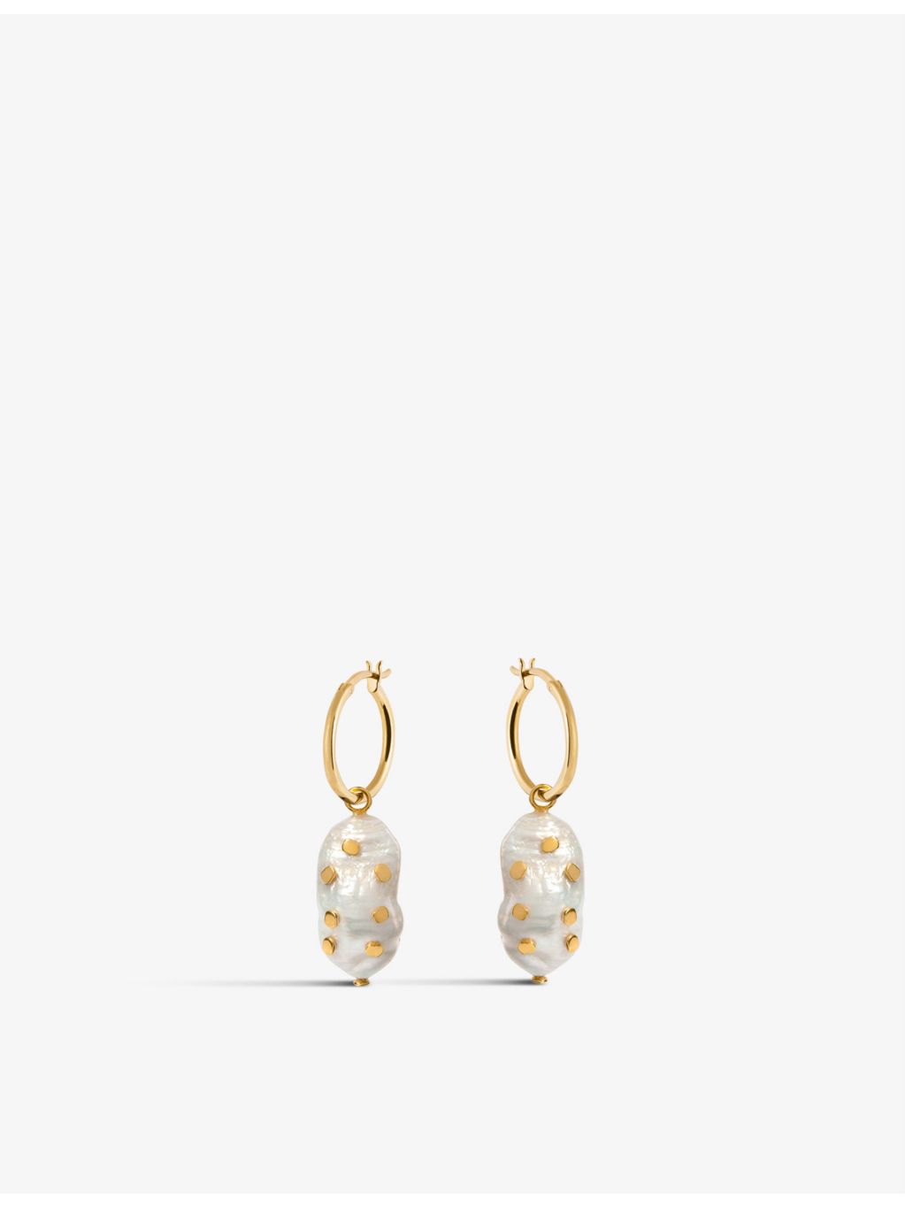 Amadeus 14ct gold-vermeil Keshi pearl hoop earrings, UK version