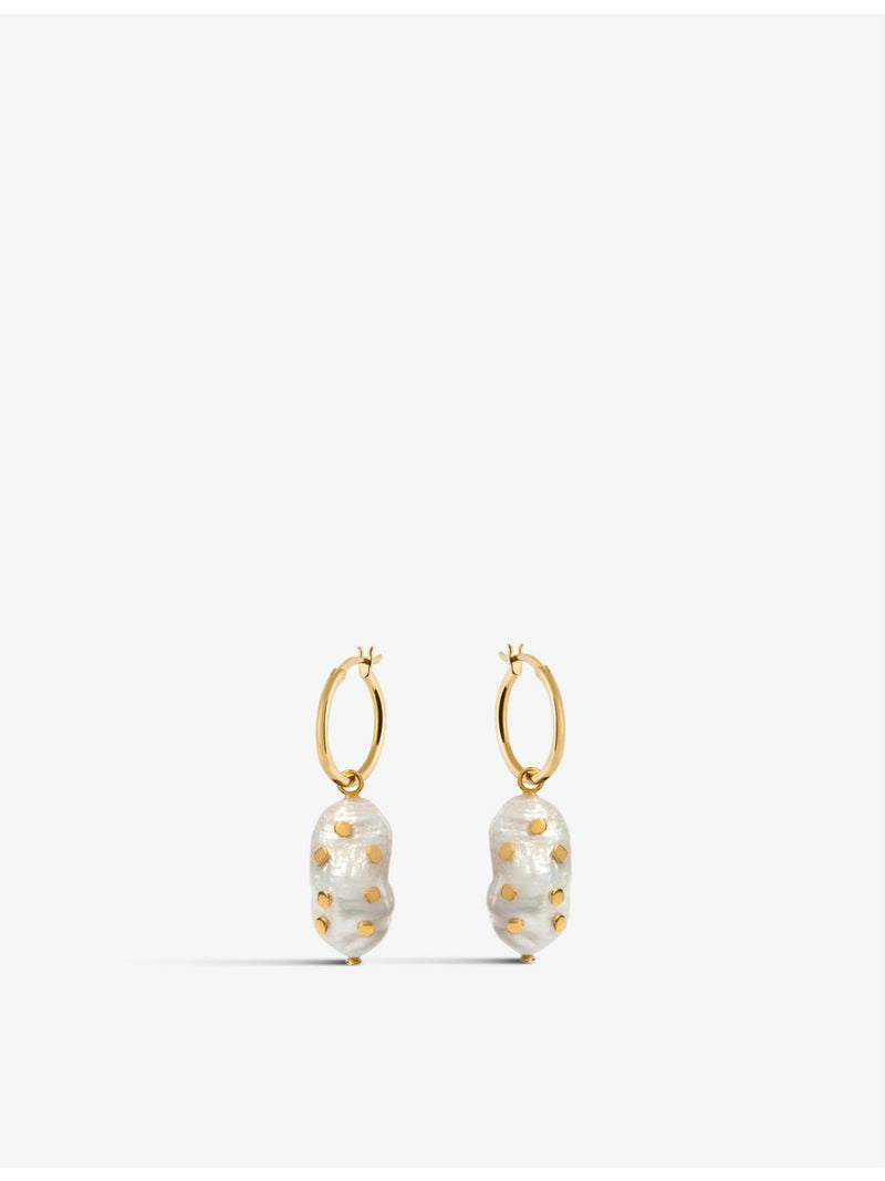 Amadeus 14ct gold-vermeil Keshi pearl hoop earrings, UK version