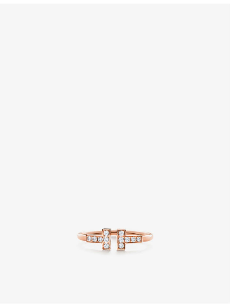 Tiffany T wire ring rose gold 0.13ct diamond, imported from the UK