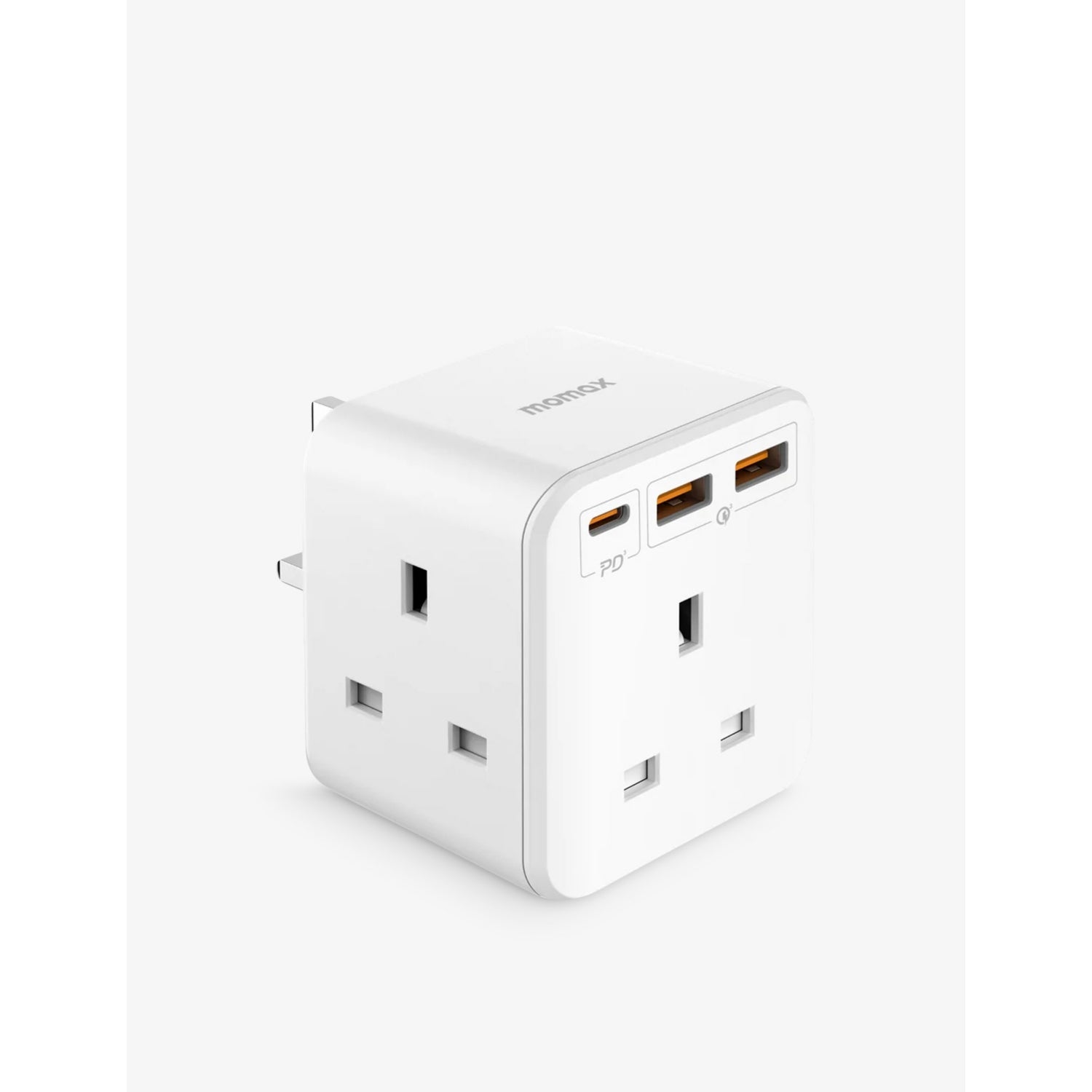 Momax OnePlug three outlet PD adapter white compact, UK version
